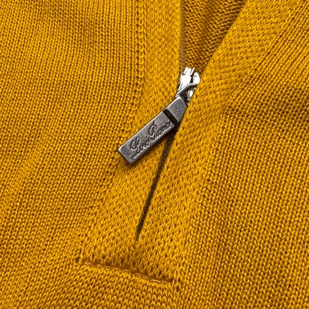 Loro Piana Men's Golden Zip-Up Sweater Silk? Cotton? Missing material tag L Slim - Picture 3 of 5